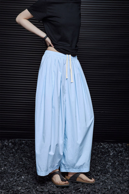 Blue Drape Wide Loose Pants B4798
