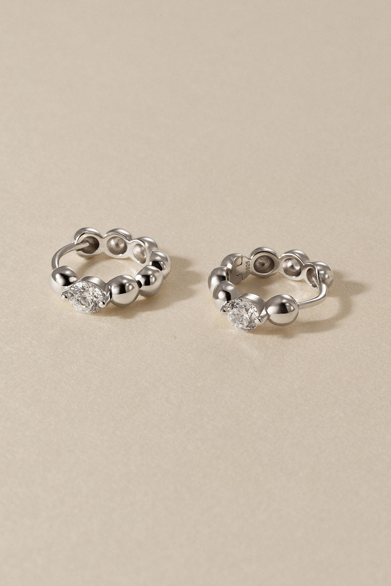 S925 Cubic Zirconia Star Circle Hoop Earrings B5010