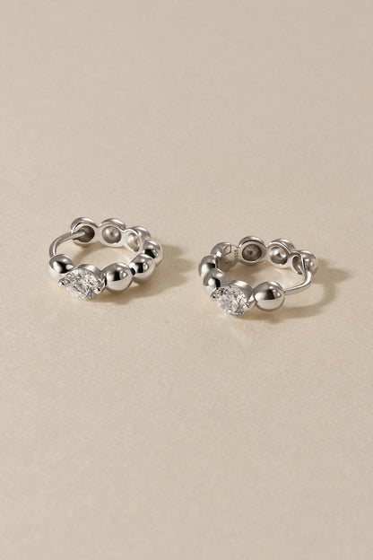 S925 Cubic Zirconia Star Circle Hoop Earrings B5010