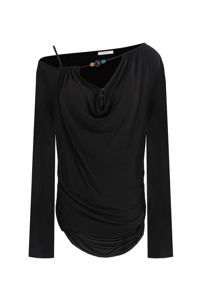 Asymmetrical off-shoulder knit top B4288