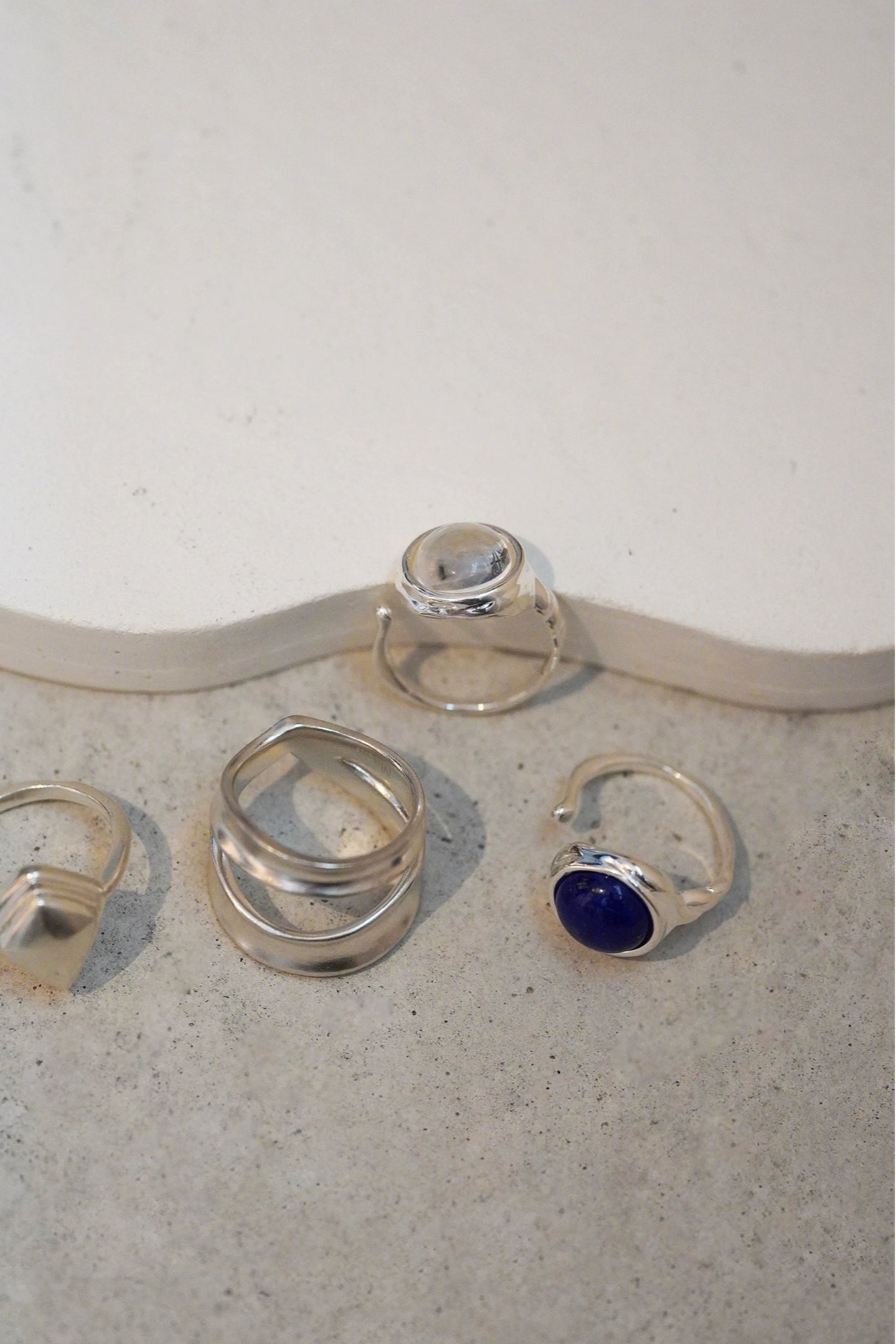 S925 青金石開口戒指和白水晶開口戒指 B4231