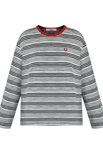 條紋撞色長袖T卹 B4215
