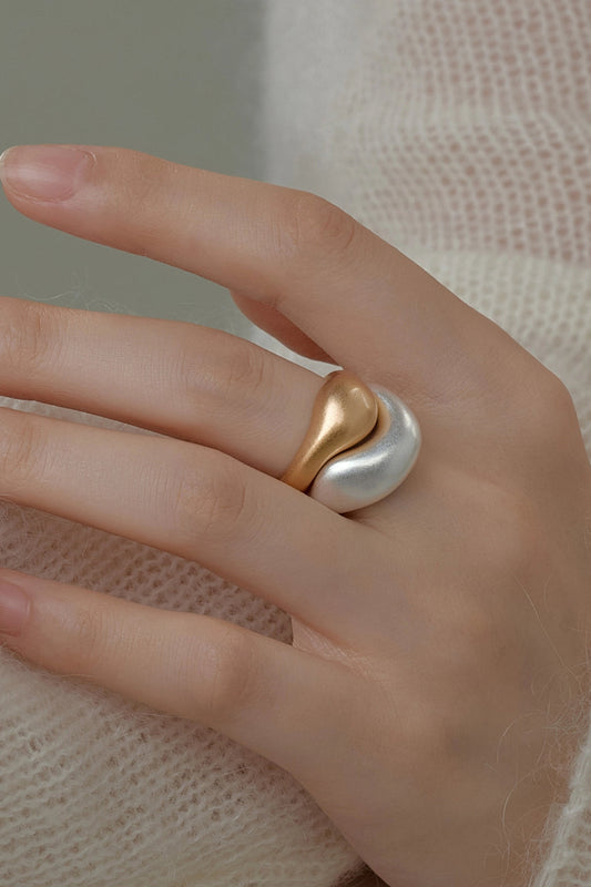 S925 Geometric Gold &amp; Silver Open Ring B4520