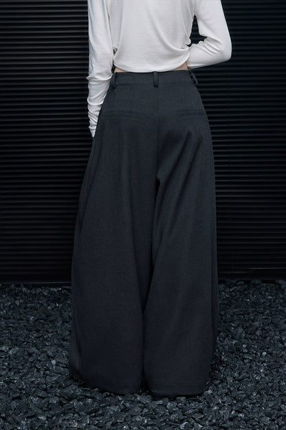 Gray Lazy Style Wide Pants B4354