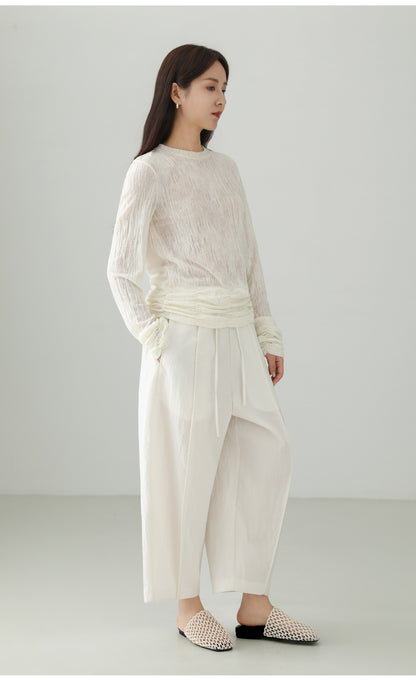 Textured Pleated Design T-shirt B4758