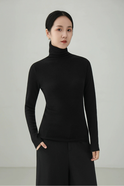 100% ウールウルトラファインハイネックセーター　B4531