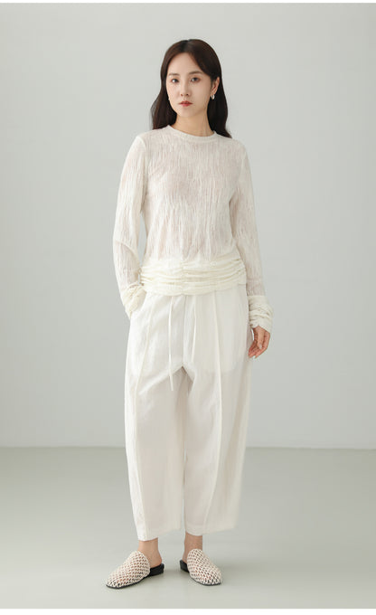Textured Pleated Design T-shirt B4758