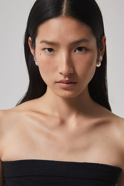 S925ブルーアゲートダブルビーズピアス　B4336