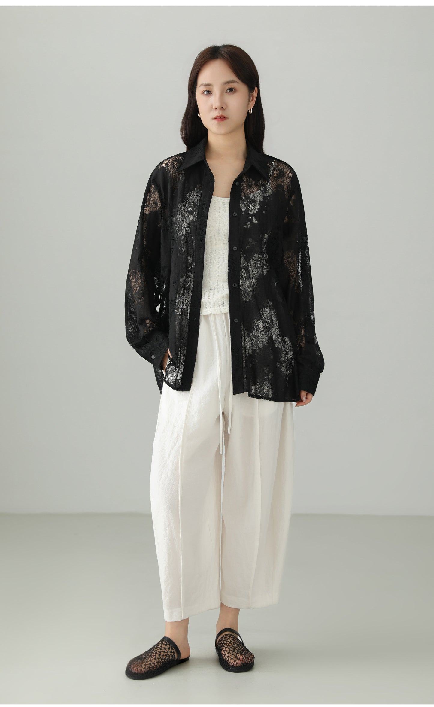 Jacquard Cutwork Shirt Jacket B4757