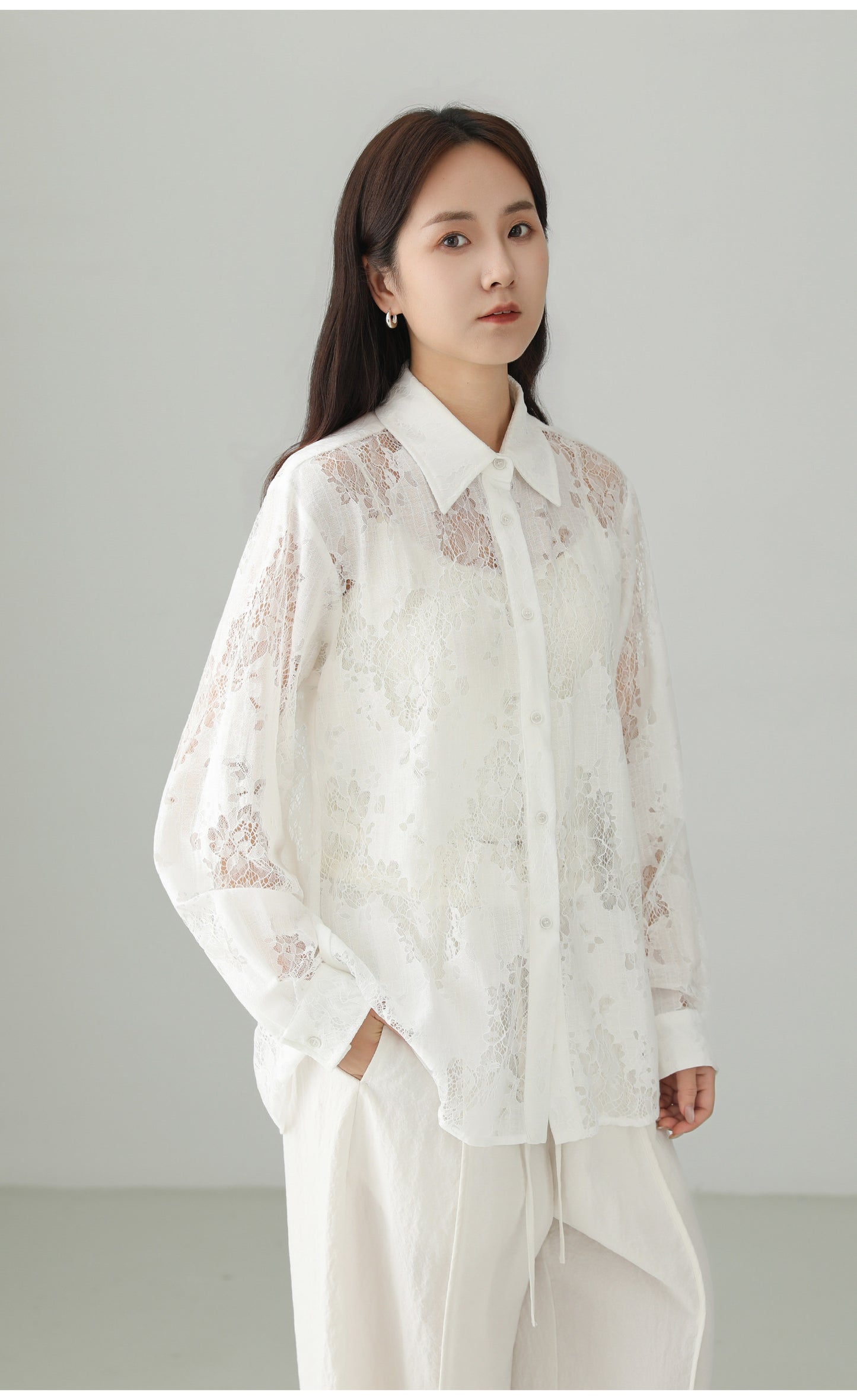 Jacquard Cutwork Shirt Jacket B4757