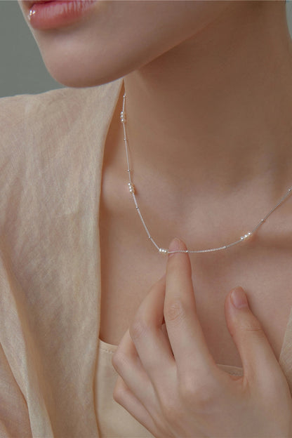 S925スペースドミニパールネックレス　B4518