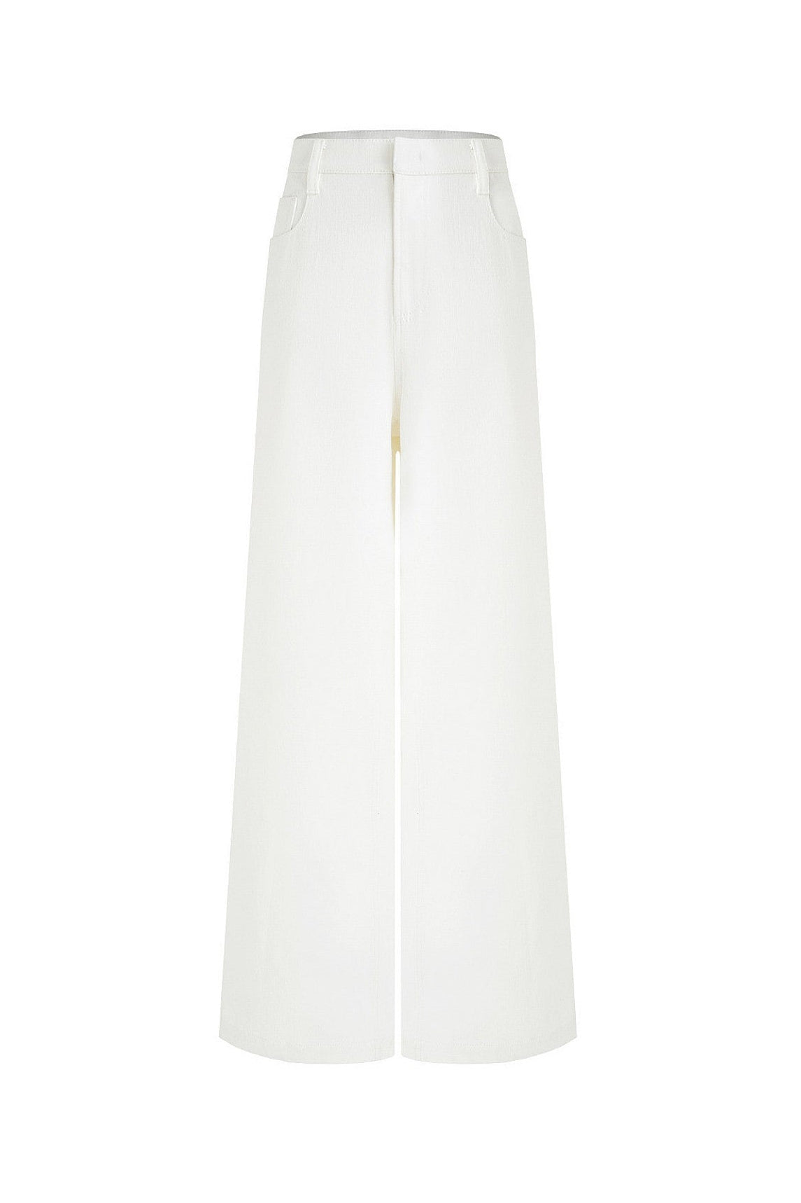 French White Straight Denim Pants B4772