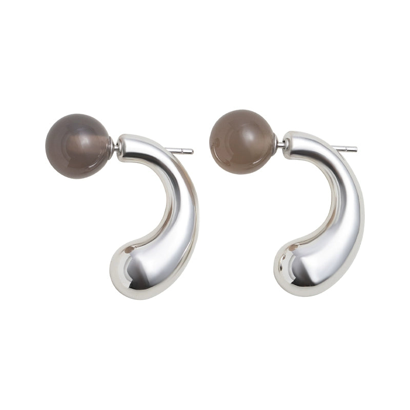 S925 Red Agate Two-Color Water Drop Earrings B4378