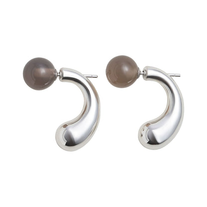 S925 Red Agate Two-Color Water Drop Earrings B4378