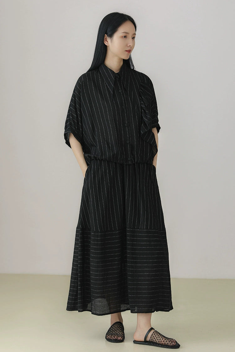 Irregular Striped Bud Skirt B3966