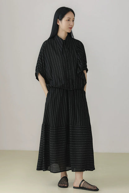 Irregular Striped Bud Skirt B3966