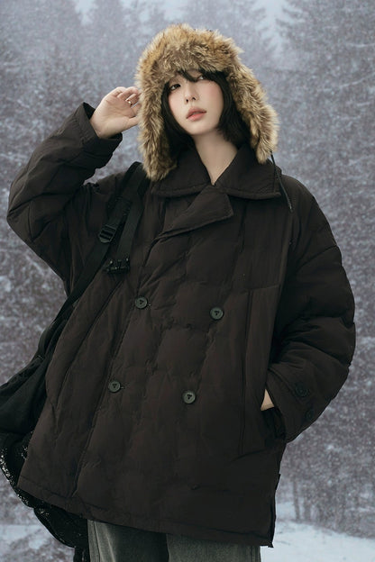 Suit collar mid-length down jacket B4431