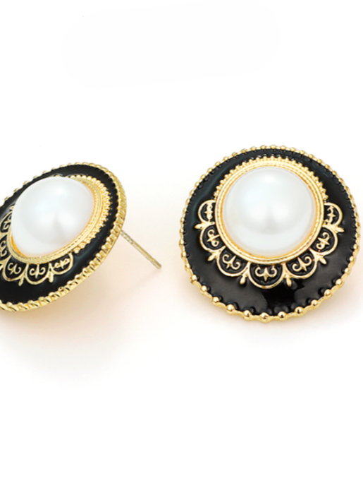 Palace style retro pearl earrings B2558