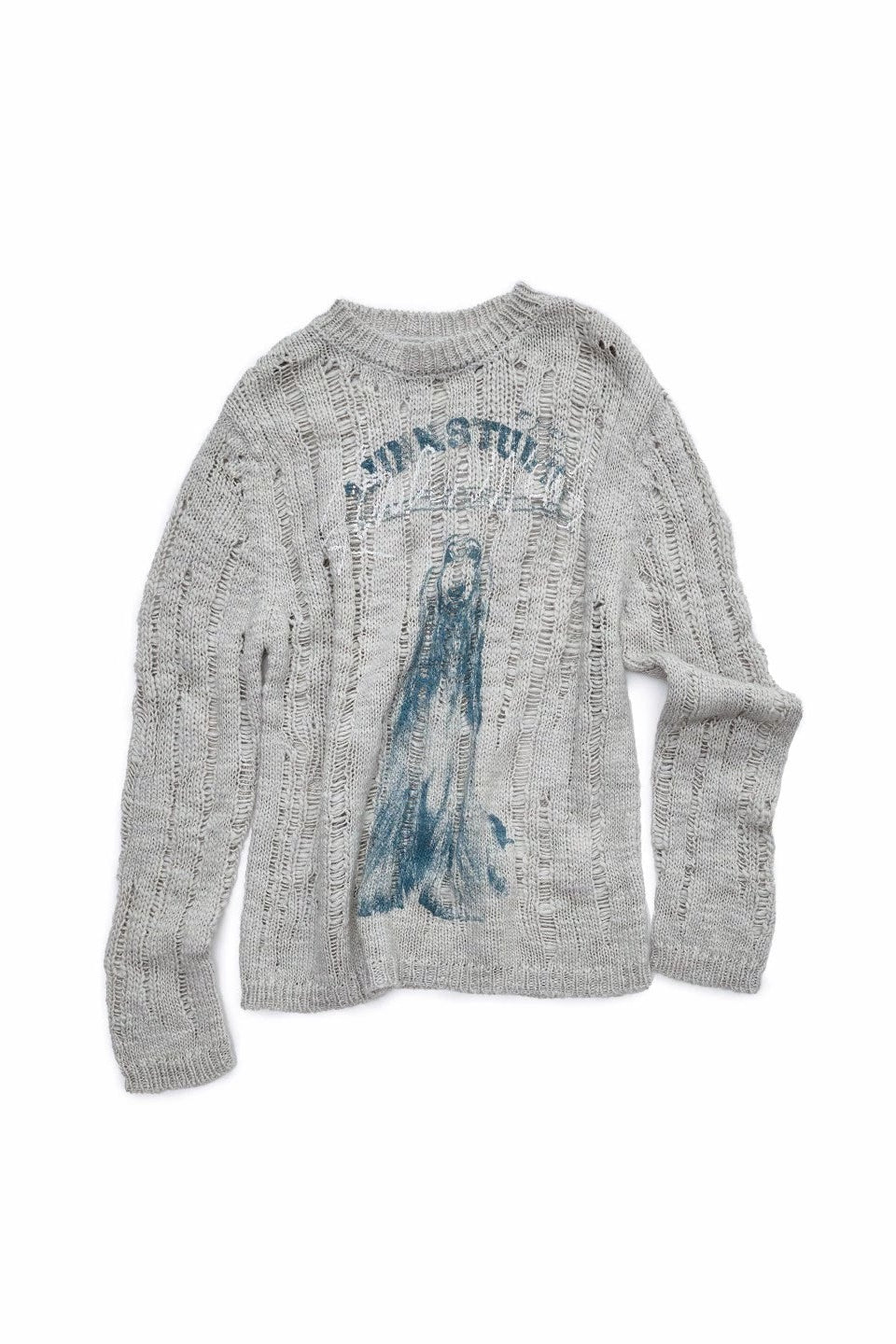 アイスランドアニマルプリントオープンワークセーター　B4392