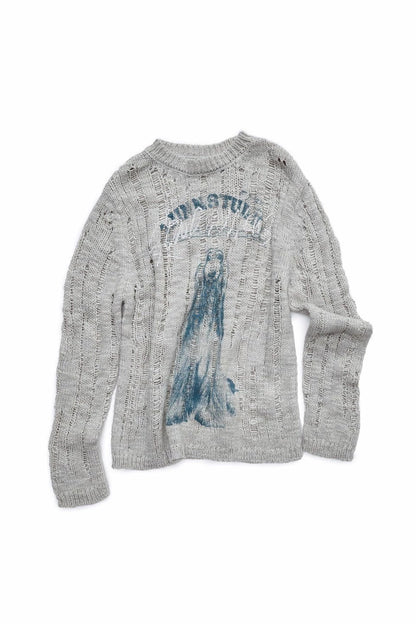 アイスランドアニマルプリントオープンワークセーター　B4392