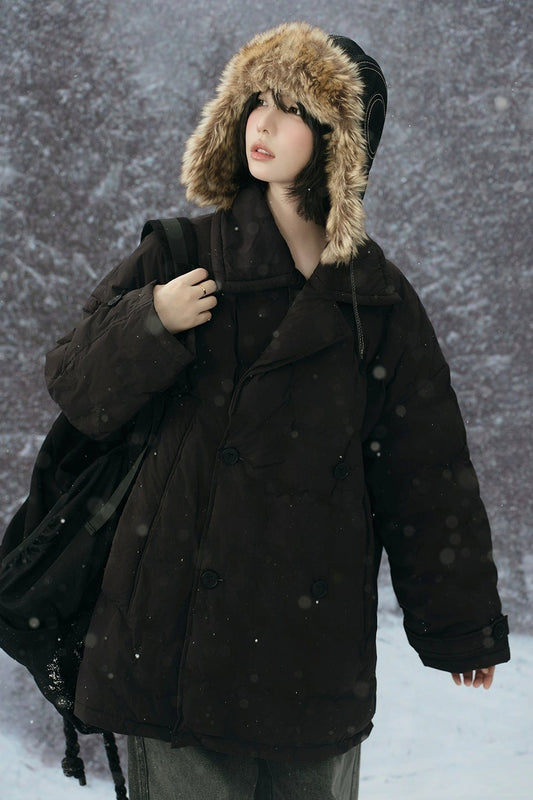 Suit collar mid-length down jacket B4431