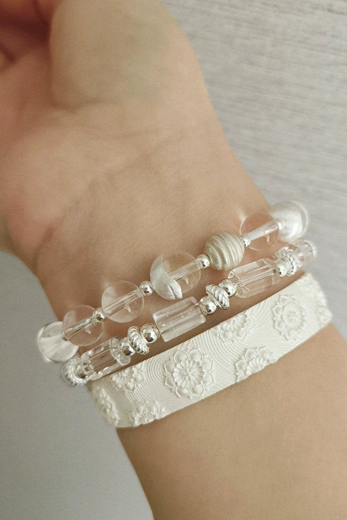 S925アイスホワイトクリスタルレトロブレスレット　B4001