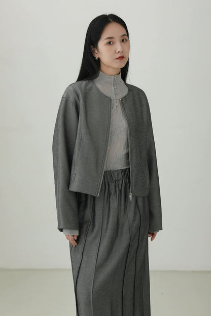 Tencel Linen Minimalist Collarless Jacket B4271