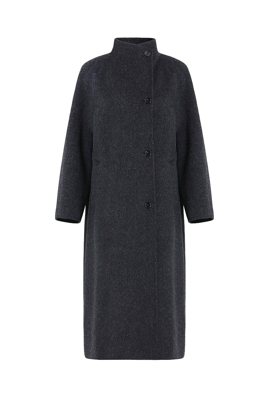 Minimalist wool stand collar double-face coat B4407
