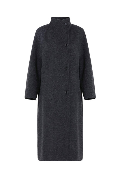 Minimalist wool stand collar double-face coat B4407