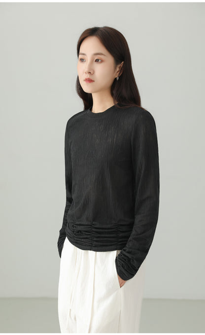 Textured Pleated Design T-shirt B4758