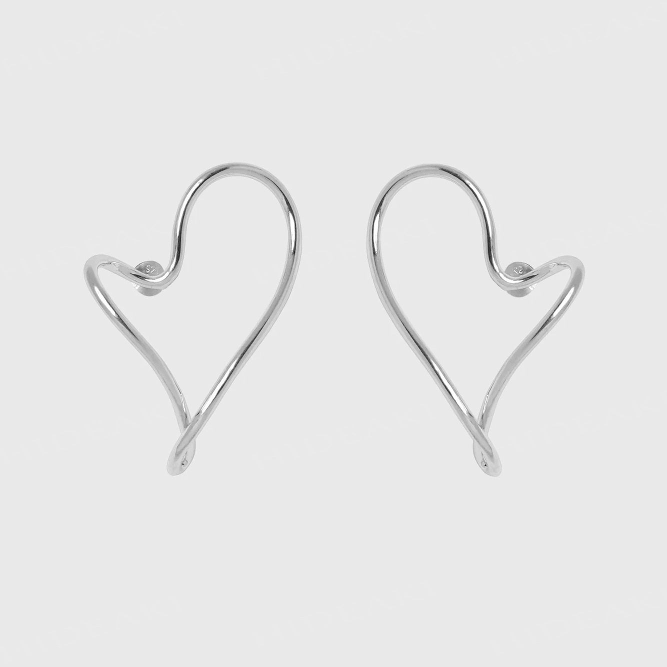 S925鏤空不規則桃心耳環 B4128