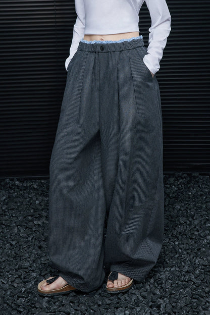 チェックレイジーハンサムワイドパンツ　B4363