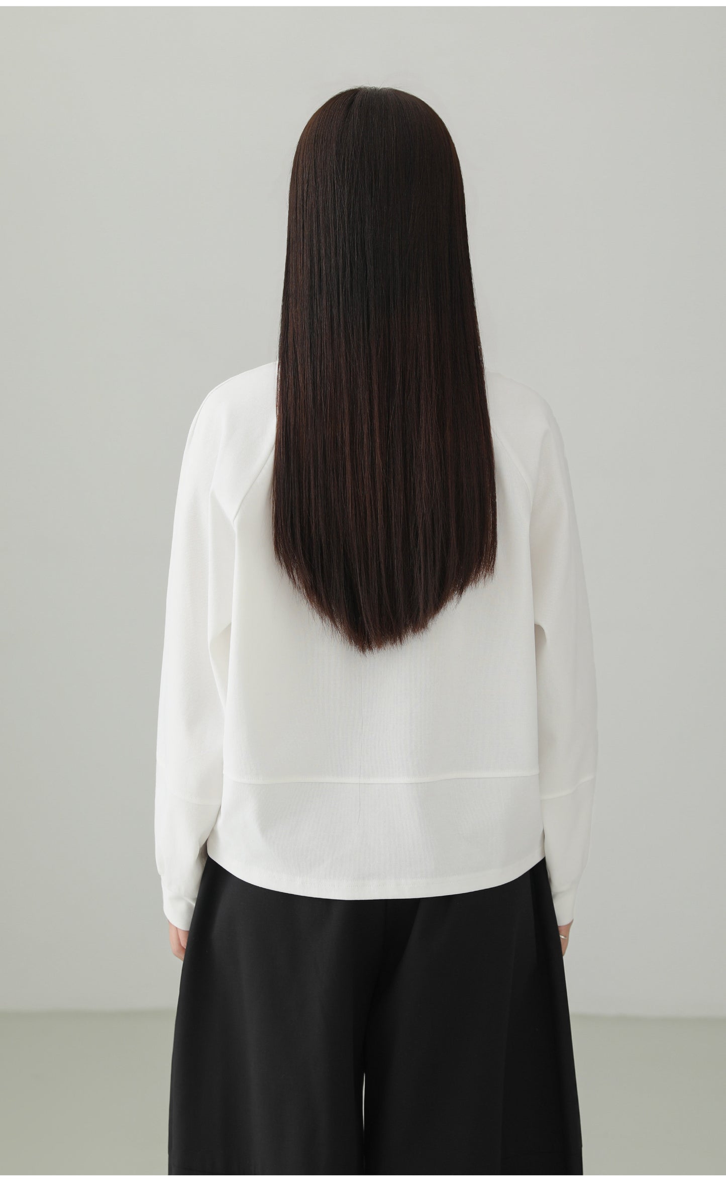 Cotton Stretch Minimal Loose Long Sleeve T-shirt B4727