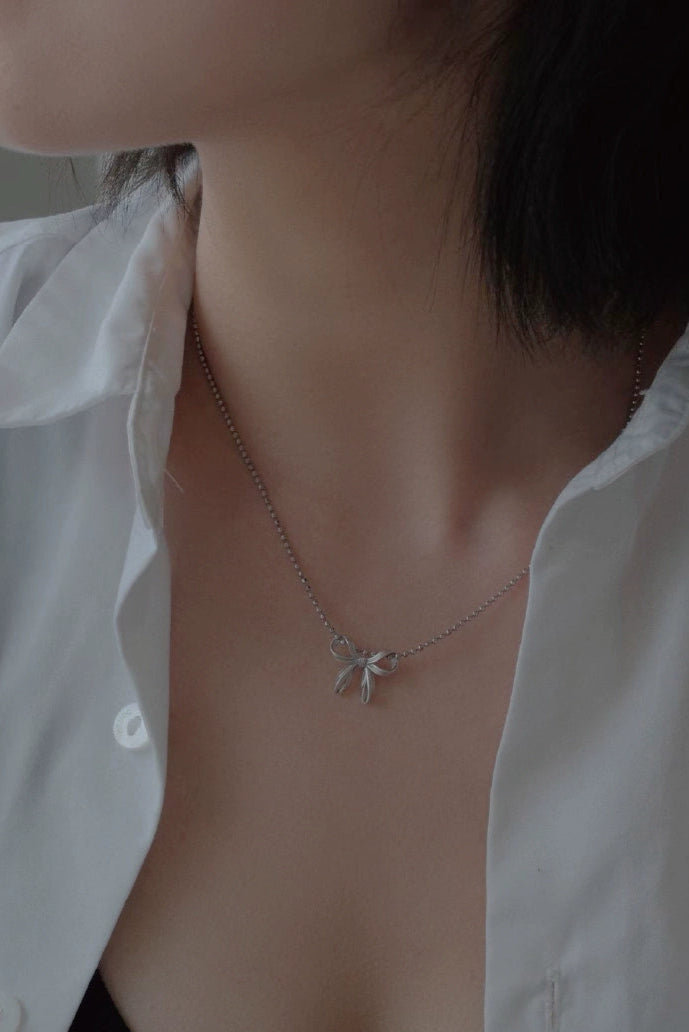 S925ボウニッチネックレス　B4298