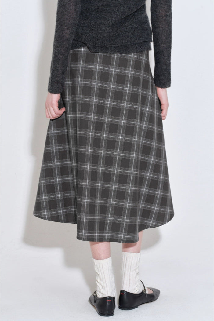 格紋層疊不規則半身裙 B4216