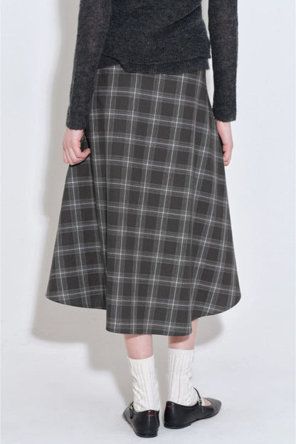 格紋層疊不規則半身裙 B4216