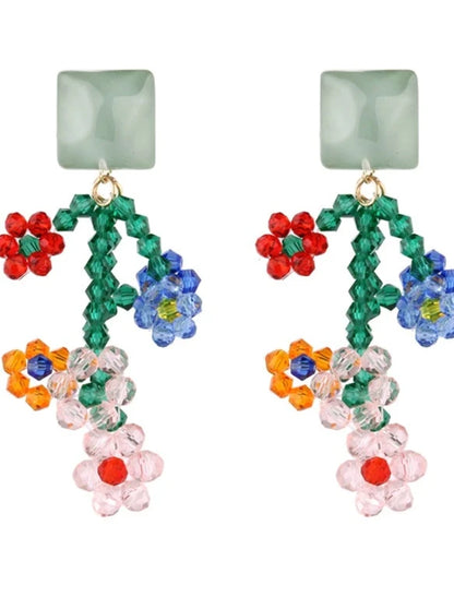 Crystal flower earrings B2724