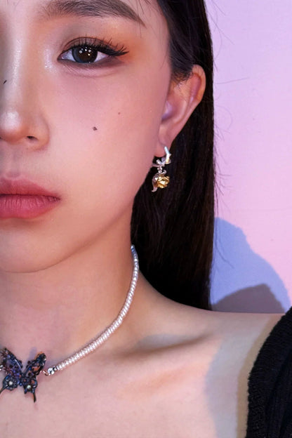 S925 Rose Metallic Earrings (Single) B3916