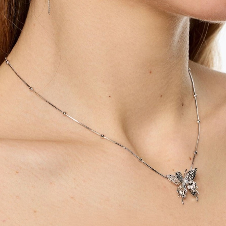 Double Butterfly Ball Necklace B1933