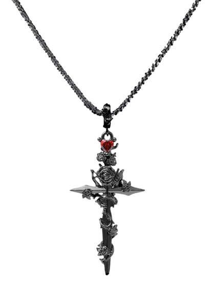 Rose cross necklace B2363