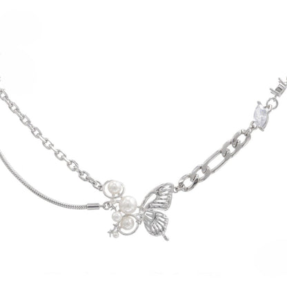 White Butterfly Pearl Necklace B1816
