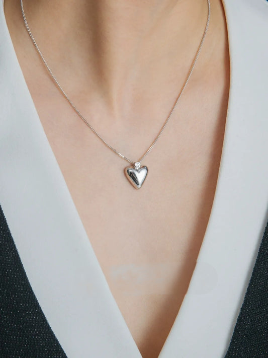S925 Silver Pendant Heart Necklace B2146