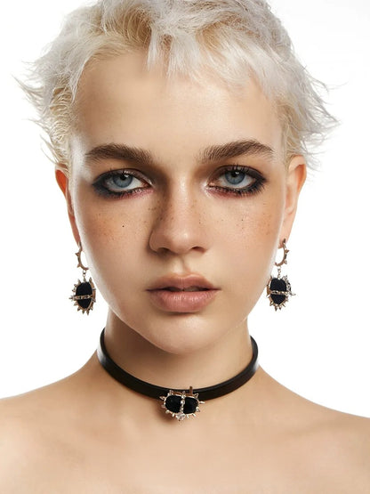 Love velvet spiky ring earrings B2307