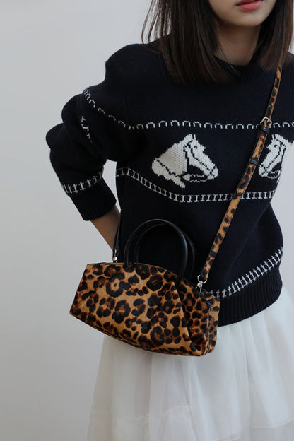 レトロレザーボックスハンドバッグ　B4408