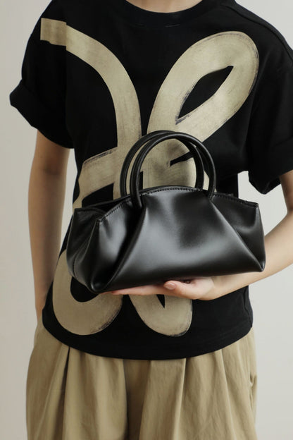 レトロレザーボックスハンドバッグ　B4408