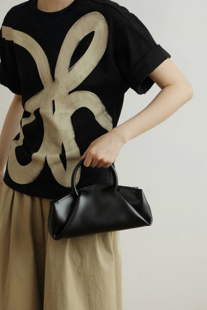 レトロレザーボックスハンドバッグ　B4408