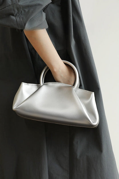 レトロレザーボックスハンドバッグ　B4408