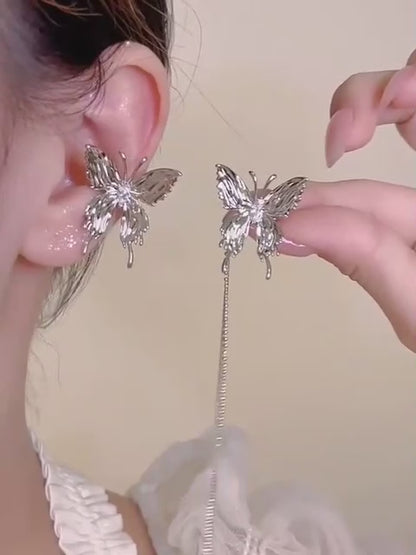 Metal Butterfly Tassel Ear Cuff B1932