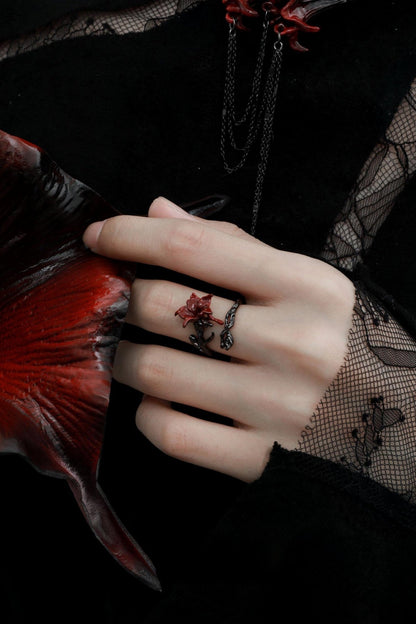 S925 Mandala Dark Open Ring B3425