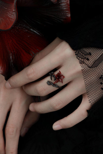 S925 Mandala Dark Open Ring B3425